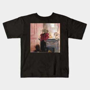 woman with glass of wine Kids T-Shirt